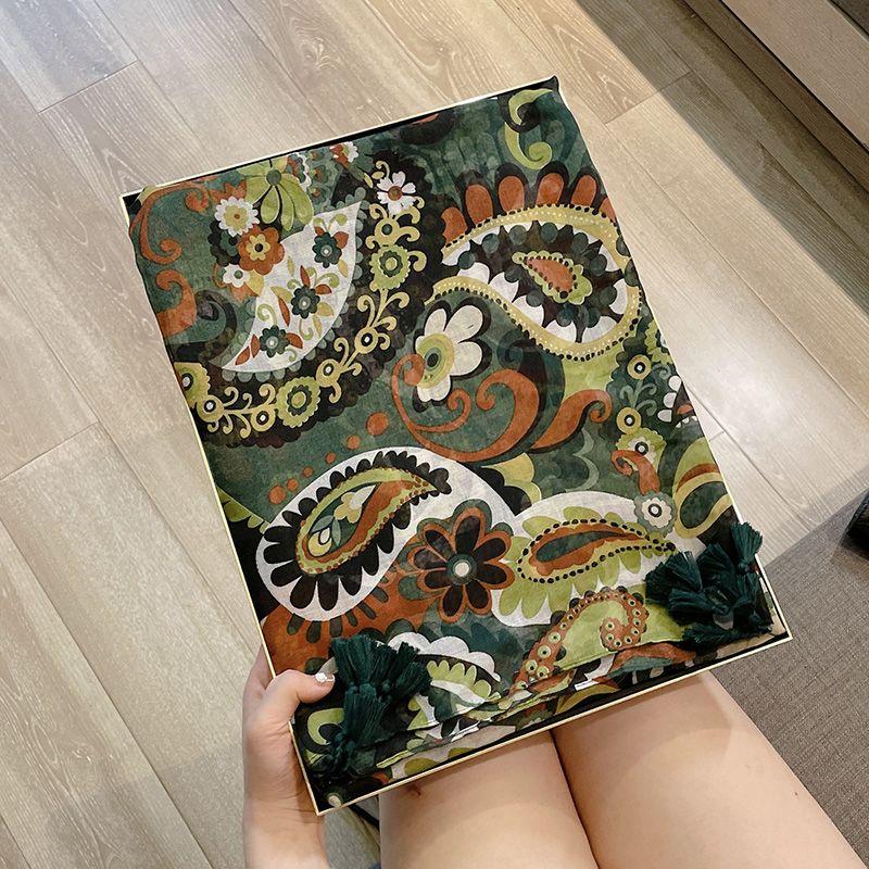 

Легкий шарф из хлопка и льна для женщин в деревенском стиле, милый шарф для защиты от солнца, пляжный дорожный шарф-шаль