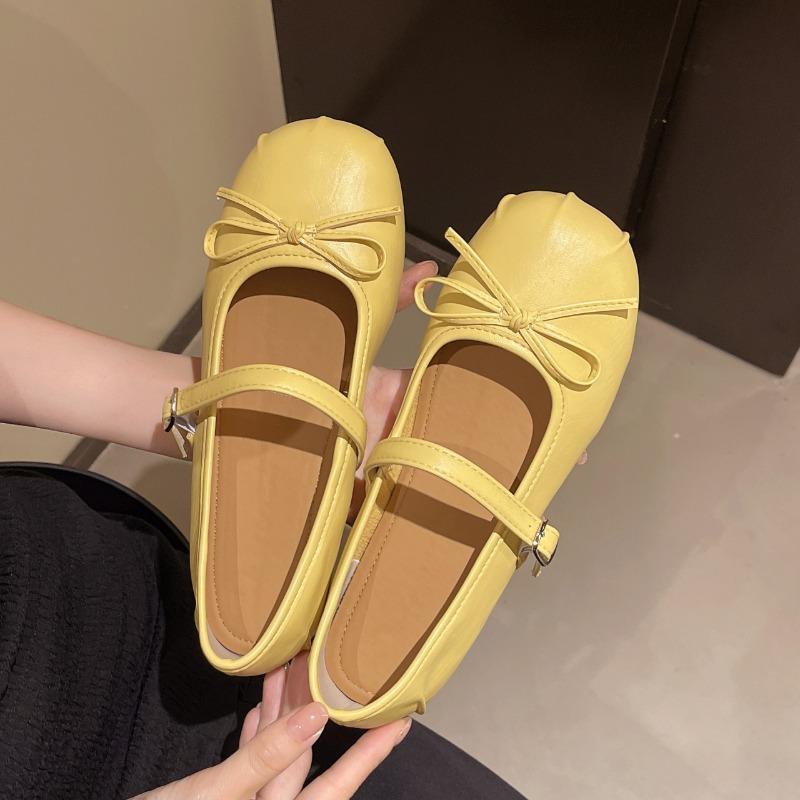 Fashion French Shallow Mouth Mary Jane Shoes Women's 2025 New Temperament Bow Knot with Soft Sole Versatile