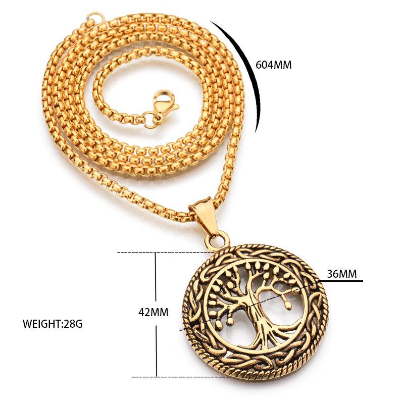 Tree Of Life Necklace Stainless Steel Vintage Family Tree Pendant Necklace 24In For Family Lovers