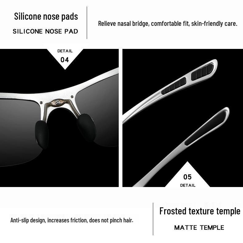 Aluminum-Magnesium Polarized Anti-Glare Sunglasses for Day/Night Cycling & Driving