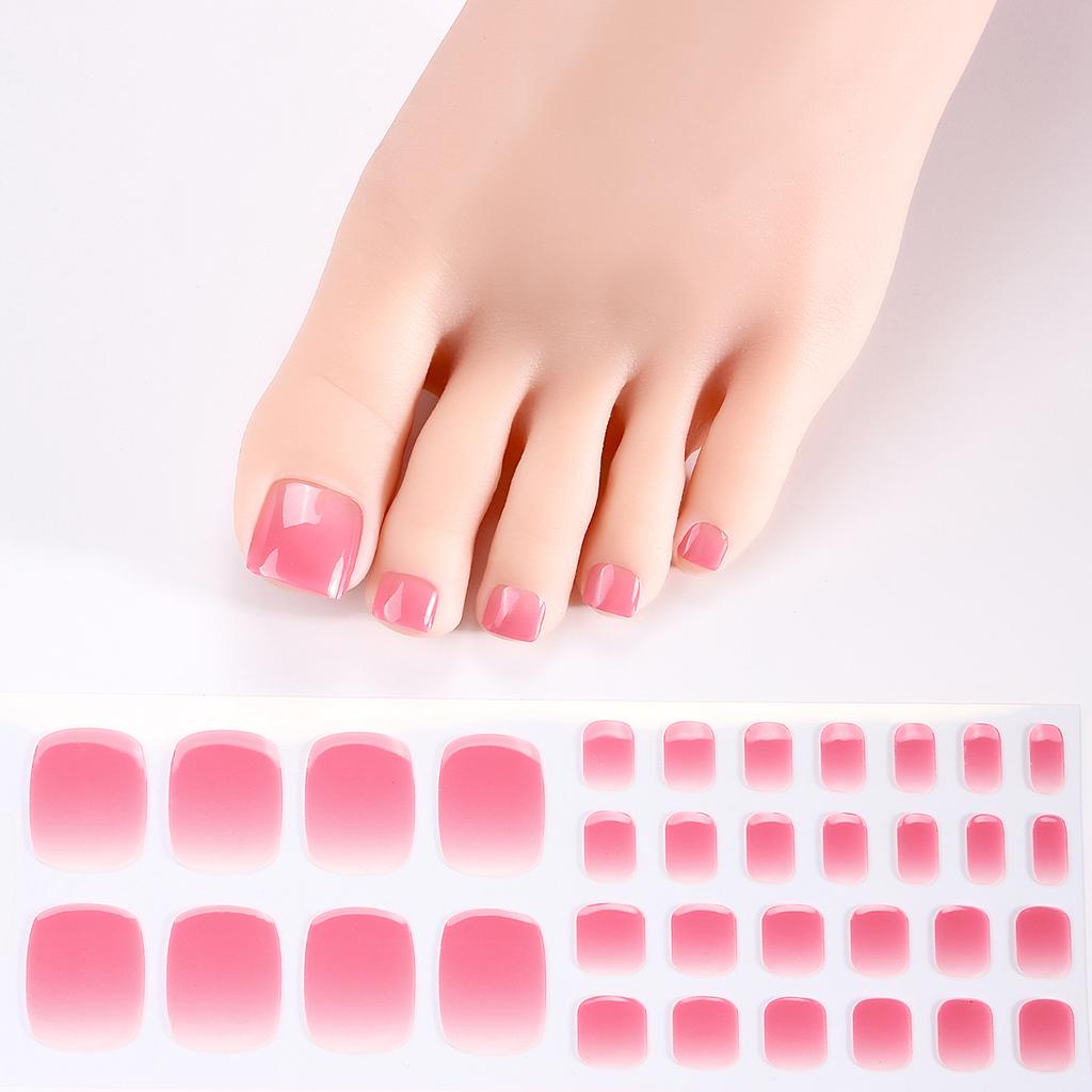 34tips UV Free Gel Toenail Sticker Solid Full Cover Gel Toenail Wraps Self-Adhesive Foot Nail Art Decoration