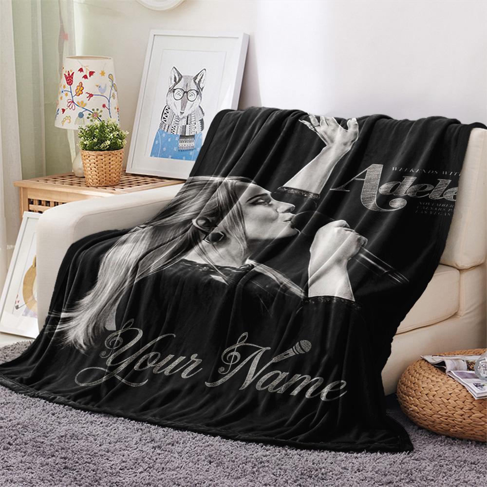 1PC Adele Cosmic Harmony Custom Name Patterned Flannel Blanket Suitable For All Seasons For Home Decor Warmth And Comfort Gifts Holiday Present