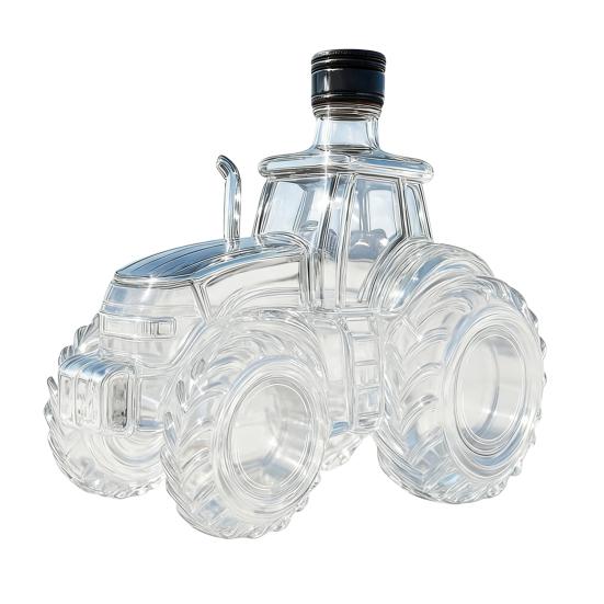Tractor Shaped Whiskey Glass Decanter 300ML Wine Bottle with Lid Clear Glass Flask
