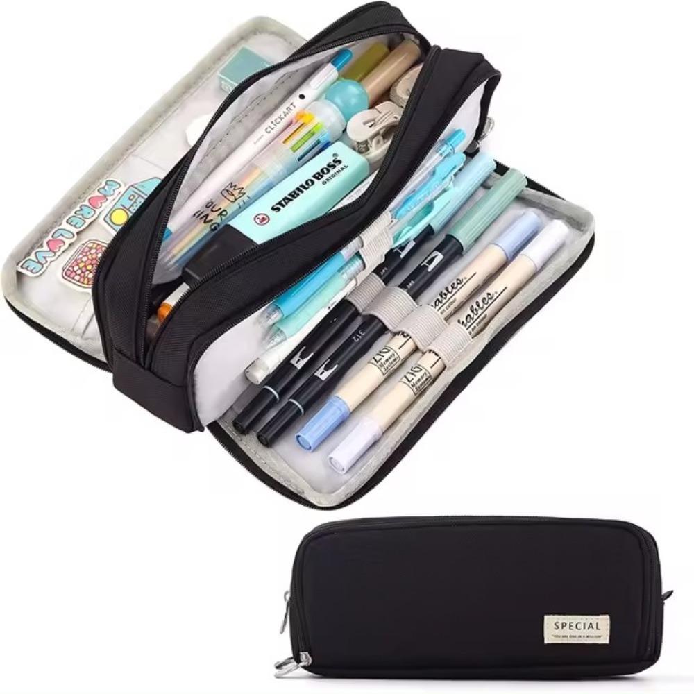 Multifunctional Zipper Pencil Box 3 Layer Stationery Organizer  School Supplies