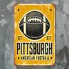Vintage Pittsburgh Steelers Tin Sign 8x12 – Rustic Yellow Metal Wall Art for Sports Fan Cave & Home