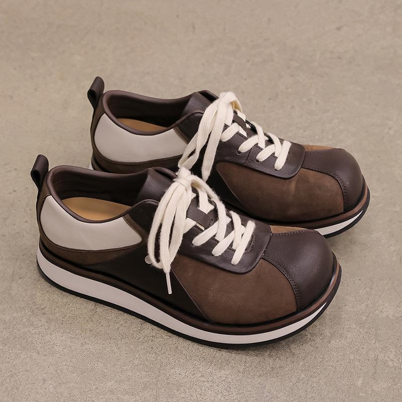 Spring new retro premium Maillard square head German training shoes platform sports and leisure shoes