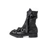 Męskie Skórzane Buty Motocyklowe Punk Retro Gruba Podeszwa Do Połowy Łydki Buty Rycerskie Czarne Miękkie Paski z Klamrą Wysokie Buty Mokasyny