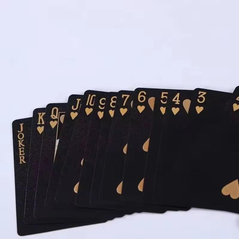 Color Black Gold Rose Playing Card Game Group Playing Cards Waterproof Plastic Poker Suit Magic Package Board Game Party Gift