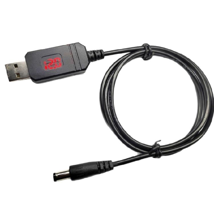 

5V to 9V12V Steps up Charging Cable Featuring Digital Voltages Display Durability Plastic Housing USB to DC5.5x2.1mm 1