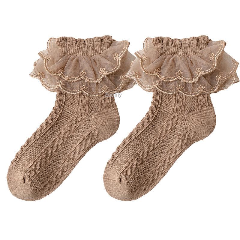 2-9Y Baby Spring Lace Ruffle Socks Children Cotton Autumn Girls Dance Socks Cute Toddler Socks Princess Style Baby Accessories