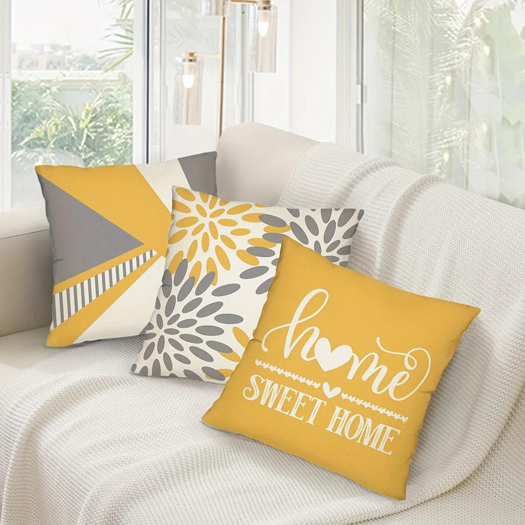 SWEET HOME Decoration Fashion Yellow Gray Geometric Pattern Printing Pillowcase Living Room Sofa Cushion Cover Room Decoration