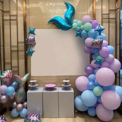 Mermaid Latex Balloons Confetti Air Helium Globos Disposable Tableware for Kids Girl Mermaid Theme Birthday Party Decoration