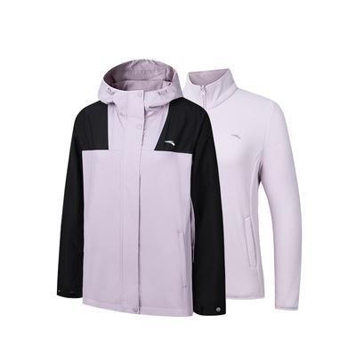 Training Series Solid Color Hooded Zipper Long Sleeve Three-In-One Waterproof Windproof Jacket Women Jackets Healing-Pink 162447615-5