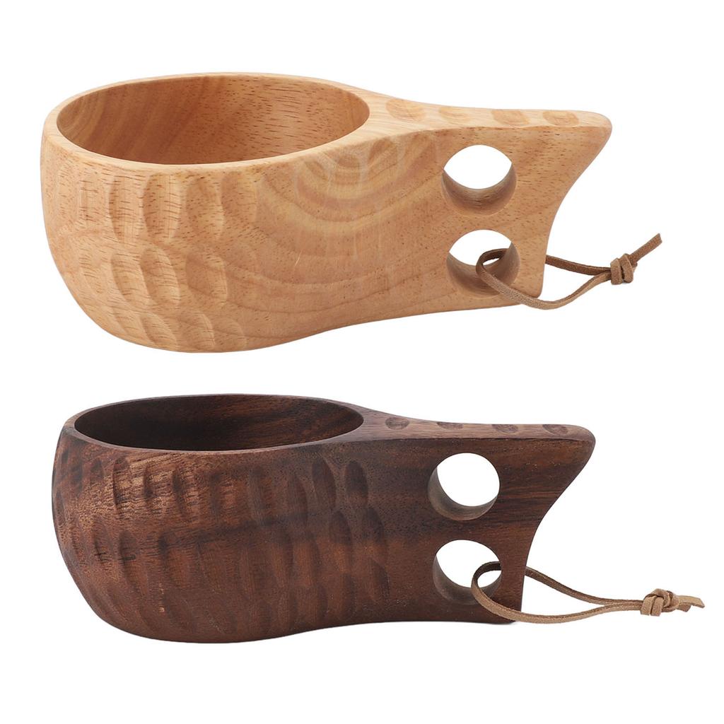 350ML Wooden Cup with Handle Portable Multifunctional Wood Mug Drinking Cup for Coffee Tea Milk Beve