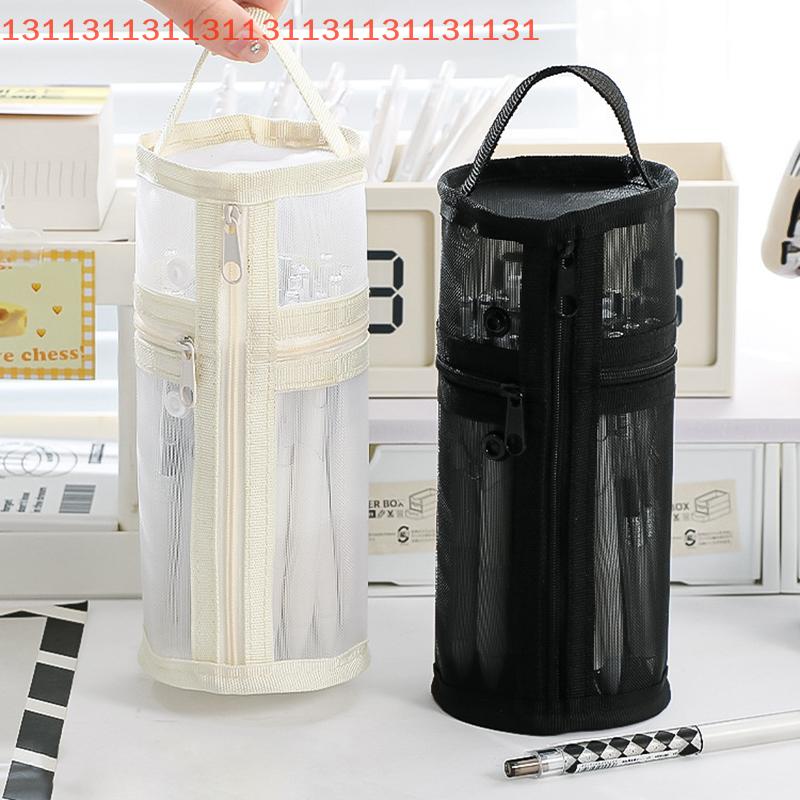 Mesh Dual-use Makeup Brush Storage Bag Portable Brush Case Simple Large Capacity Brush Bucket Holder Travel Stand-up Pouch
