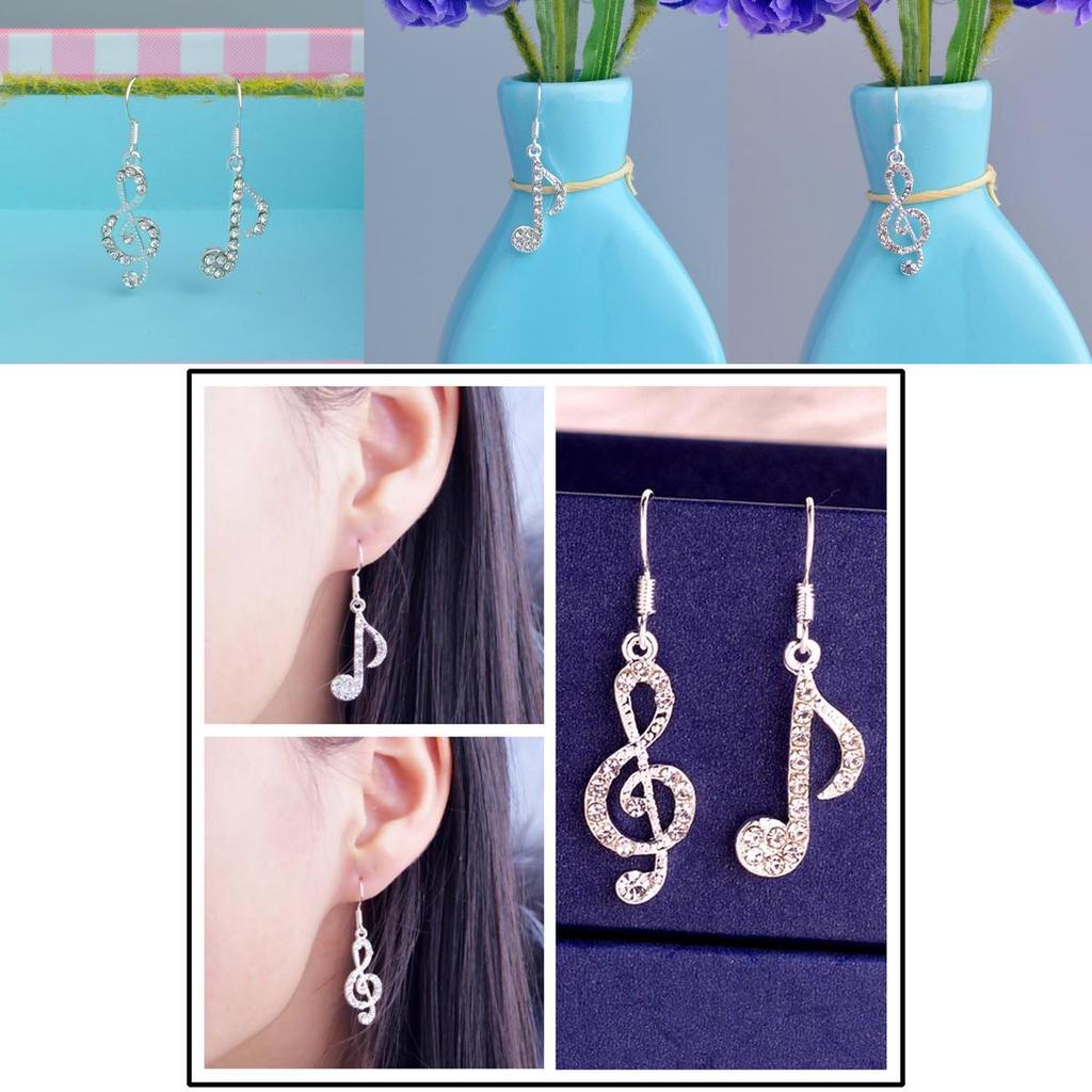 Fashion Crystal Rhinestone Music Ear Stud Earrings With Elegant Silver Finish