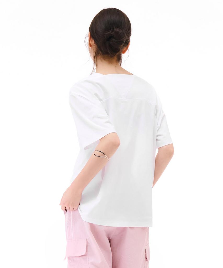 CHASECULT Women'S Cool Back Neck Modified Short Sleeve T-Shirt - White