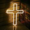 LED Cross Neon Sign USB Powered Dimmable Room Decor Light for Church Party