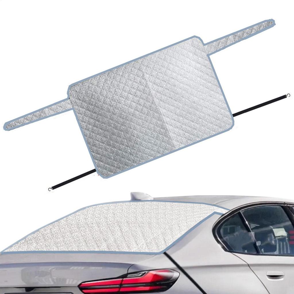140*80cm Rear Windshield Snow Cover 2-layer Aluminum Foil Car Winter Windshield Cover With Hooks And Invisible Magnet Snow Cover