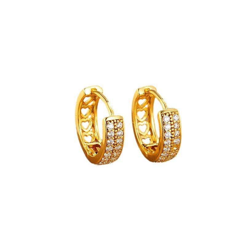 Luxury Double Row Zircon Stainless Steel Earrings for Women Fashion Cubic Zirconia Hoop Earrings Jewelry Gifts