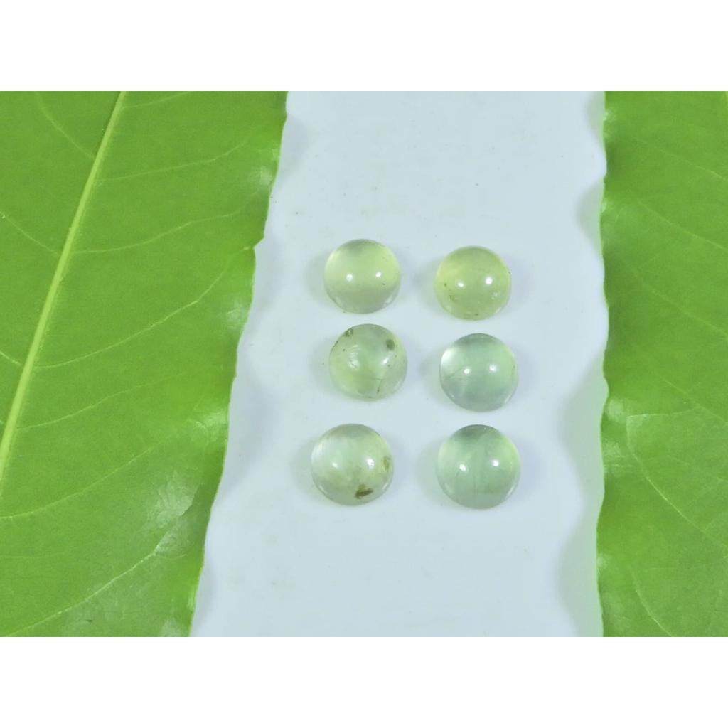 7 MM Natural Prehnite Round Cabochon Loose Gemstone 6 Pcs Lot A-264