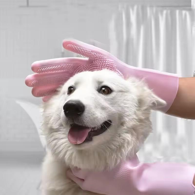 1Pair Pet Bathing Gloves Dog Cat Bathing Artifact Anti-scratch Anti-bite Soft Silicone Glove Hand Skin Protection Pet Supplies