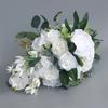 12“ Bouquet a Cascata Bouquet da Sposa per Sposa Rosa Bianca Orchidea Fiori Artificiali Bouquet da Sposa per Inverno Estate
