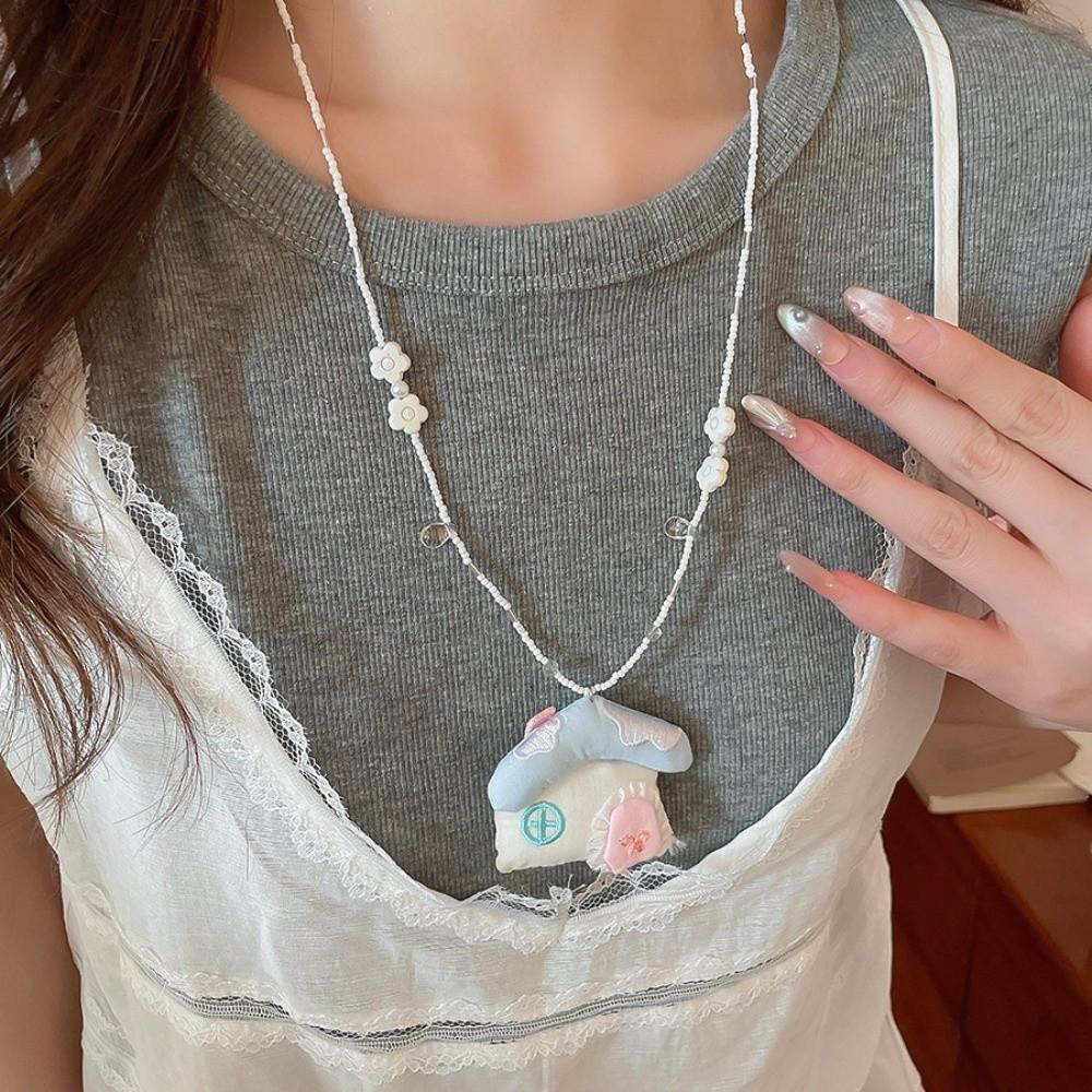 Flower Korean Beaded Necklace Jewelry Clavicle Necklace Pink Blue Bohemian Choker  Women