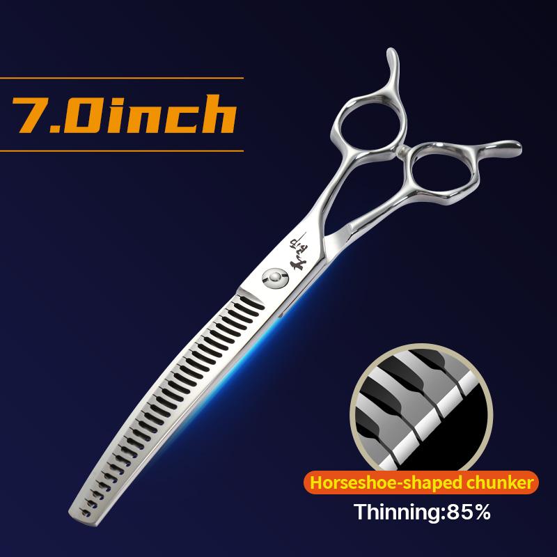 Fenice 7.0/7.5 inch Professional Dog Grooming Shears Curved Thinning Scissors for Dog Face Body Cutiing JP 440C High Quality