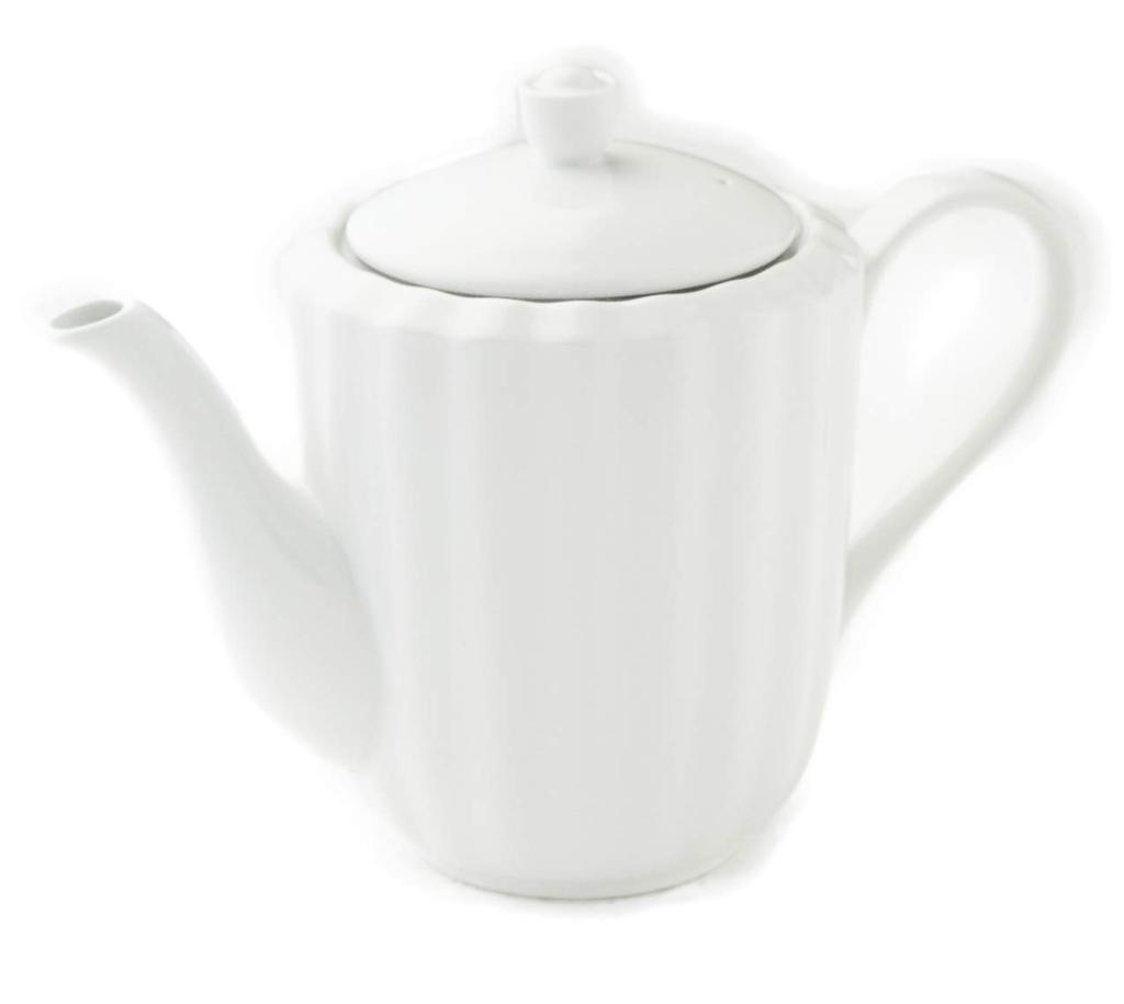 [White Tableware] Shatter-Resistant Reinforced Porcelain Pure White Tiara Frill Teapot 600cc