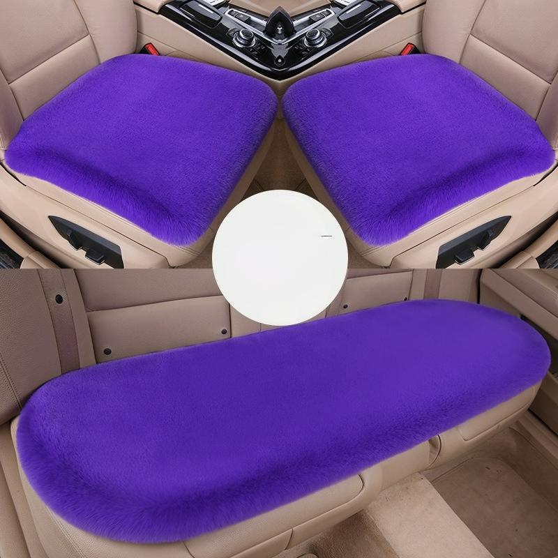 Coussin de siège auto trois pièces en fourrure de lapin d'hiver, coussin de siège auto en fausse fourrure sans dossier, coussin unique