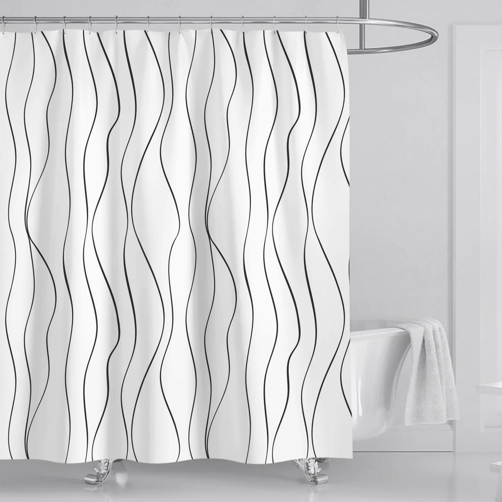 Tende da Doccia a Strisce alla Moda Impermeabili Spesse Tende da Bagno per Bagno Vasca da Bagno Copertura Ampia e Larga da Bagno con Ganci