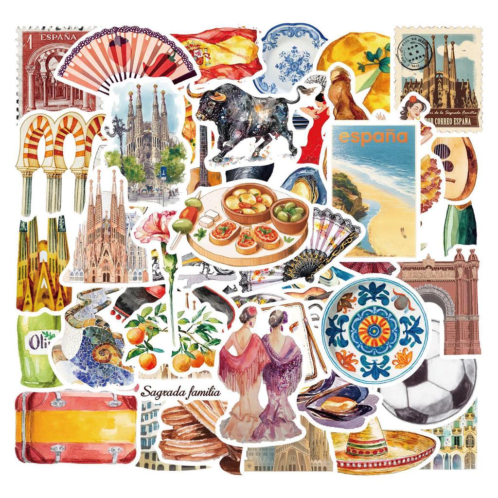 50 Spanish Aesthetic Graffiti Stickers for Guitar, Notebook, Suitcase, Skateboard