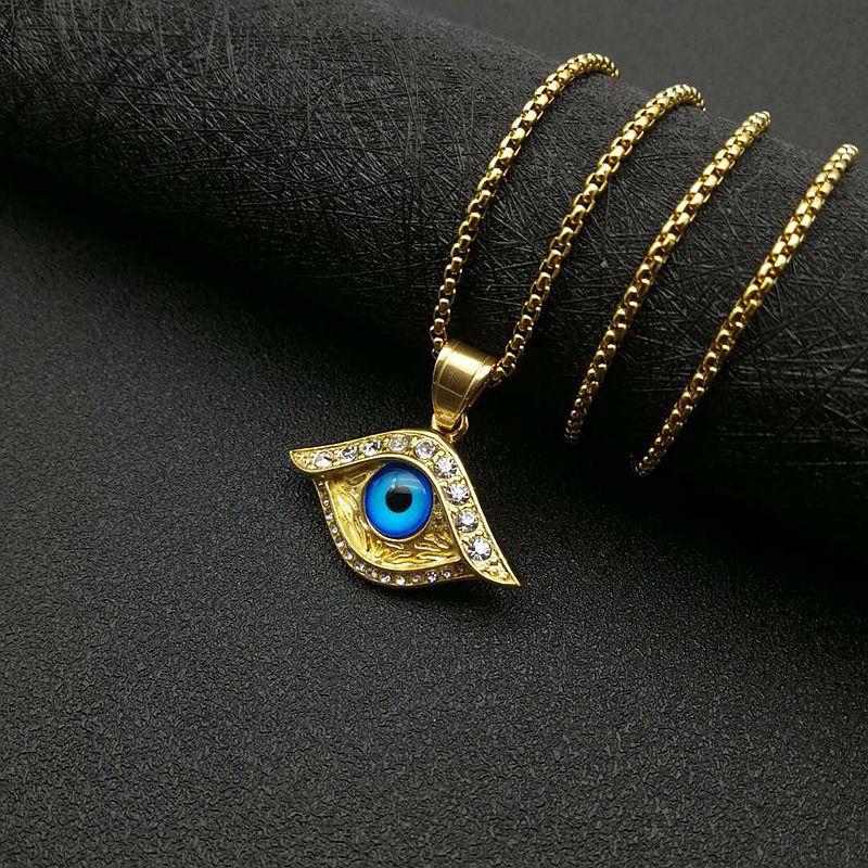 Europe, America, Jewelry, Gold-plated Diamonds, Turkish Blue Eye Pendant Necklace 2026