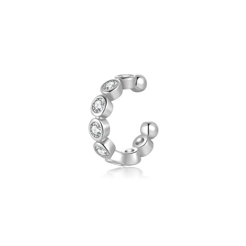 ANDYWEN 1PCS 925 Sterling Silver 2023 Clear CZ Rock Punk Non Cuff Earring  Rock Punk Crystal Fine Jewels