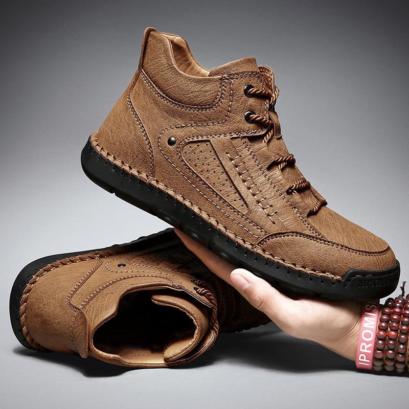 Handmade Leather Boots Men Shoes Casual Ankle Boots Men Loafers Comfortable Shoes Men Flats Fashion Moccasins Male Botas Shoes