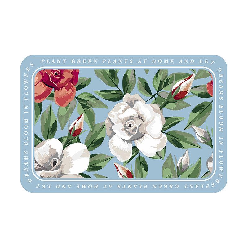 Floral PU Leather Placemat Waterproof Heat-Resistant Dining Table Mat Oil-Proof Decorative Table Pad for Home & Kitchen