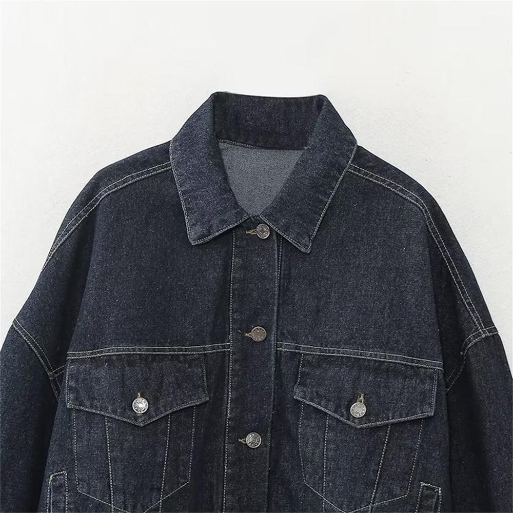 Autumn Product Women's Fashion Casual Denim Jacket Coat Curled Hem Pants Set