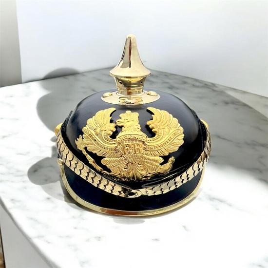 Brass Leather Prussian Pickelhaube Helmet Handcrafted German Imperial Style Gift