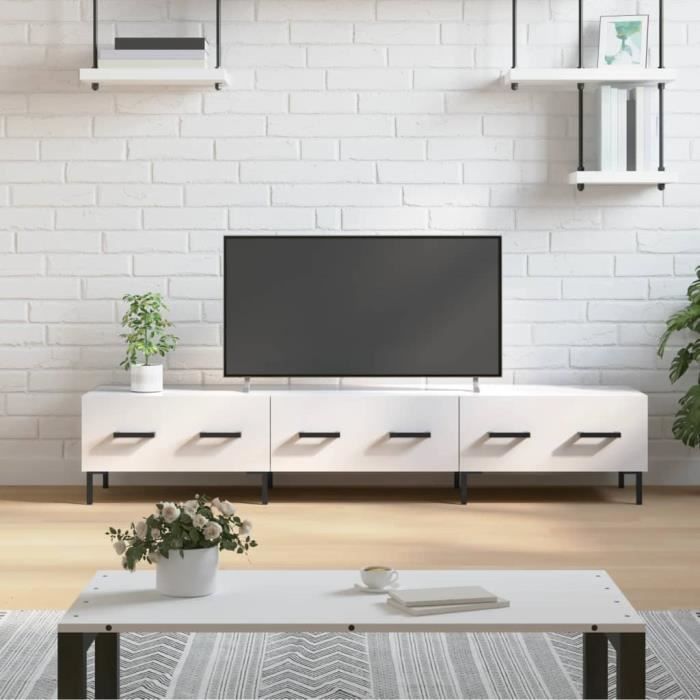 VidaXL TV Stand High Gloss White 150x36x30 Cm Engineered Wood 829158