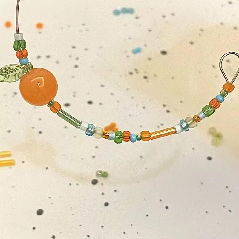Orange Beaded Bracelet For Women Girls Summer Charm Beaded Adjustable Bracelet Friendship Jewelry