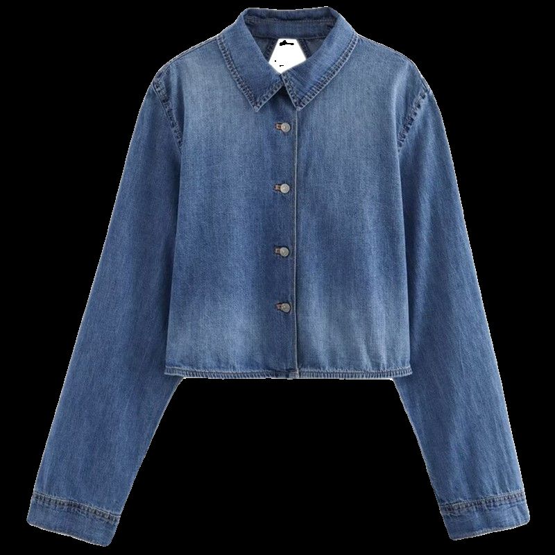 Fashion Style 2024 Spring/Summer New Arrival Women's Clothing Easiest for Match Long Sleeves Open Back Washed Denim Shirt 8197041 400