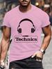 Summer Men's Fashion Tee Clothing Hip Hop Technics Headphone Graphic Tee Shirt Men Casual Streetwear Funny Printed Tops T-shirt