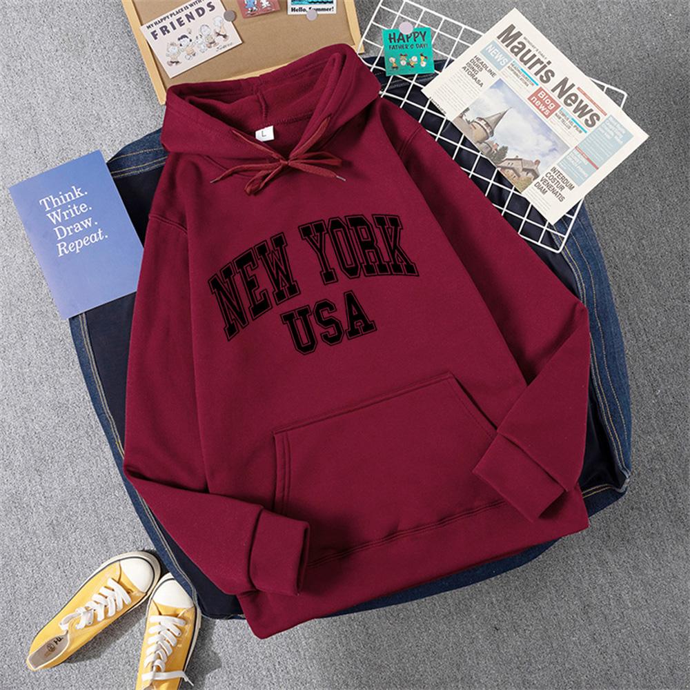 NEW YORK SUA femei Hoody Street Casual Loose hanorac toamna fleece cu glugă hip hop o-neck îmbrăcăminte feminină