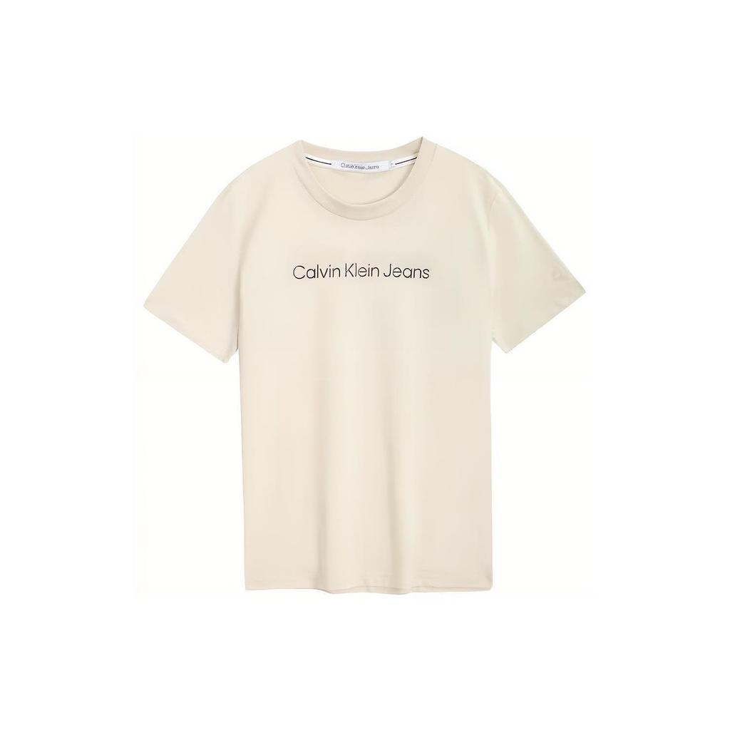 Calvin Klein T-Shirts Unisex Ivory Crew Neck Moderate Straight Fit J320931-ACF