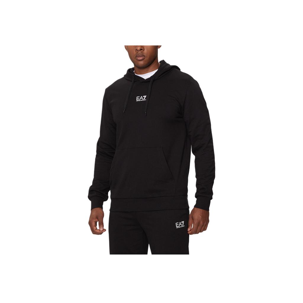 Emporio Armani EA7 FW24 Solid Logo Printed Hooded Long Sleeve Sweatshirt Men Sweatshirt Black 8NPM32-PJVRZ-1200