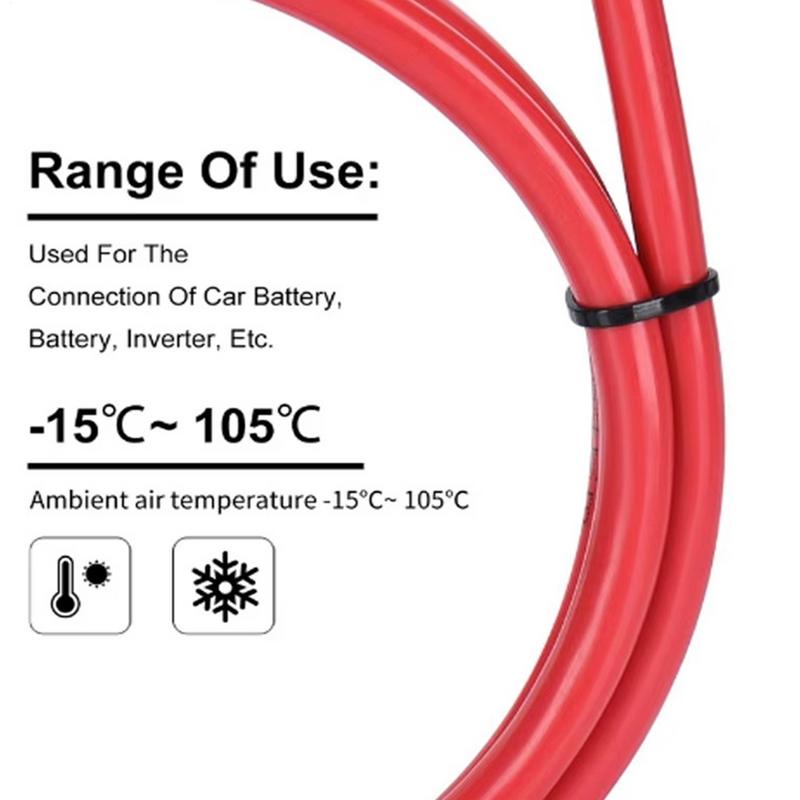 Battery Inverter Connection Cable Set with Terminals 6AWG 50cm PVC Wire Stranded Red Copper Core Tin-plated Lug Cable Sets