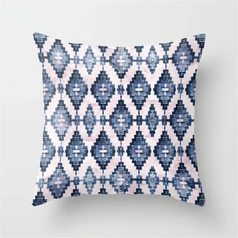 Geometric Plaids Cushion Cover Polyester Throw Pillow Cover Decorative Sofa Pillow Nordic Fashion Scottish Pillowcase 45*45Cm