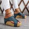 Women's shoes TEMU platform slippers open-toed retro heightening Roman sandals women's fish mouth muffin high-heeled slippers