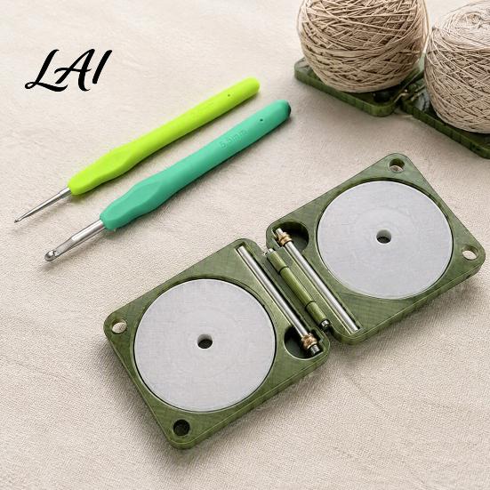 Stable Yarn Organizer Portable Holder for Crochet Knitting Folding Spinner Dispenser Winder Box Anti-Tangle Rotating with Single/Doube Spindle